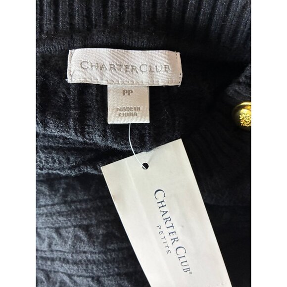 Charter Club Womens Size P Petite Black Cable Knit Long Sleeve Sweater Dress - Picture 5 of 7